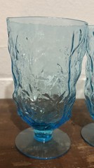 Vintage 1960’s Morgantown Seneca Driftwood Peacock Blue Footed Glasses (4)
