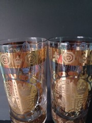 Vintage Vito Bari Gold Crest Design Highball Glasses 5.75″ Set Of 6