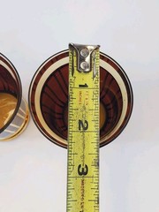 VTG MCM Art Deco Czech 3 Cocktail Glasses Gold Stripes Modernist Dark Amber Red