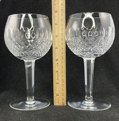 2 Waterford Colleen Short Stem Crystal Oversize Wine Glasses 7.6in Discontinued