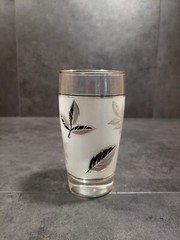 Vintage 1960’s Libby Frosted Silver Leaf Tumblers Juice Glasses