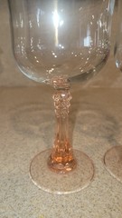 Vintage Cristal D’Arques Durand Blush Pink Stem Wine Glasses Set 2 ~France