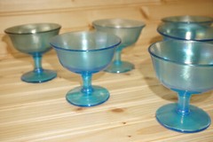 Stretch Glass Fenton? Celeste Blue (6) Sherbet or Champagne Glasses, 3 1/2″ S13