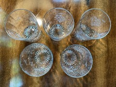Vintage Juice Glasses Lot of 5 Etched with Grapes, Stem, & Leaves – 3 7/8″ tall
