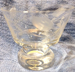 Crystal Cordial/Wine Glass Clear Vtg Etched A77