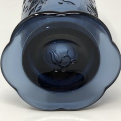 Princess House Fantasia Leaf Footed Tumbler Sapphire Blue Embossed Discontinued