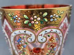 Harrach Heavy Gold and Enemal Heart Design Wine Glass