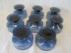 Set 8 Lenox MCM Pedestal Sherbert Dishes Glasses Smokey Blue Deep Country