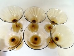 Vintage Mid Century Amber Cosmopolitan Lightweight Lot of 6 Glasses Barware
