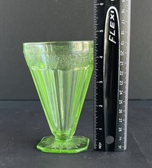 Vintage Jeannette Green Depression Glass Footed Ice Tea Tumbler Decor Cup