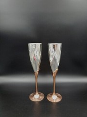 Episode Silver Toned And Copper Wavy Long Stemmed Champaign Flutes 24.5cm