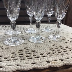 6 Crystal J G Durand France Flamenco 5 1/2 Oz Champagne Flutes Glasses