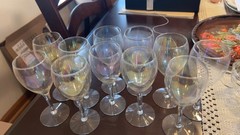 11~ Vintage Champagne Wine Glass Iridescent Optic Glasses Color Changing