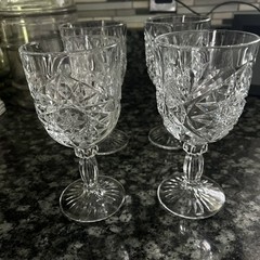 Vintage Libbey HOBSTAR Star of David Water Wine Goblets Glasses 7 1/4″Set Of 4