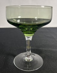 Vintage Sasaki Harmony Green Champagne 5″ Tall Sherbet Glasses