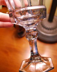 Vintage FOSTORIA VIRGINIA Set 5 Water Glasses SMOKEY GREY Hexagonal Panels 7.25″