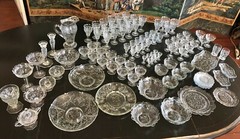 A Early 20th c Group of 104 Pieces of McKee Glass Clear Rock Crystal Stemware