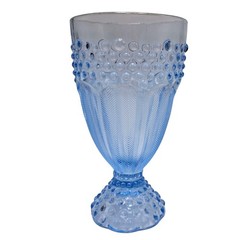 Gorham Emily’s Attic Blue Hobnail and Herringbone Glass Water Goblet