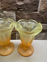 Libbey Ombre Colorful Frosted Parfait Ice Cream Sundae Footed Glasses 4 pc Retro