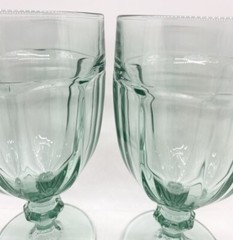 LIBBEY DURATUFF GIBRALTAR SPANISH GREEN ICE TEA WATER GLASS GOBLET SET OF 2 USA