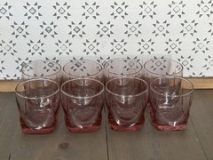 Vintage Libbey IMPERIAL PLUM PINK Old Fashioned Rocks Whiskey Glasses * Set of 8