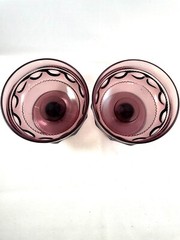 Set of 2 Indiana Kings Crown Amethyst Sherbet Dish Purple Tiffin Plum Purple Vtg