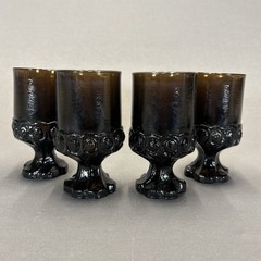 Tiffin Franciscan Madeira Smoke Brown Water Goblets Glasses 5 1/2″ Set of 4