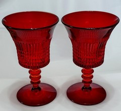 Two Fenton Lincoln Inn Red Water or Wine Goblets
