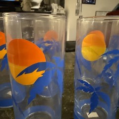 8 Panache Palm Tree Sunset Cocktail 12 Oz Highball Tom Collins Vintage Glasses