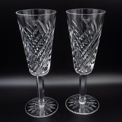 Waterford Crystal Michele Champagne Flute Glass Pair 7 1/4″ H -FREE USA SHIPPING