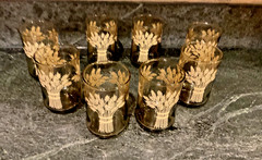 VTG Libby Franco Smoke Color Wheat & Sheath Juice glasses set of 8 MCM 1970’s
