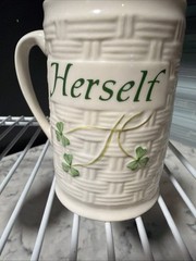 2007 Belleek Shamrock Porcelain Beer Mugs Himself Herself Ireland Irish Gift Cup