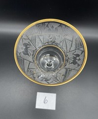 Glastonbury Lotus Cocktail Glass Glows La Furiste Clear Gold Trim