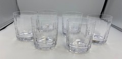 Set of 6 x PORTIEUX Crystal Double Old Fashioned Glasses Oblong shape France