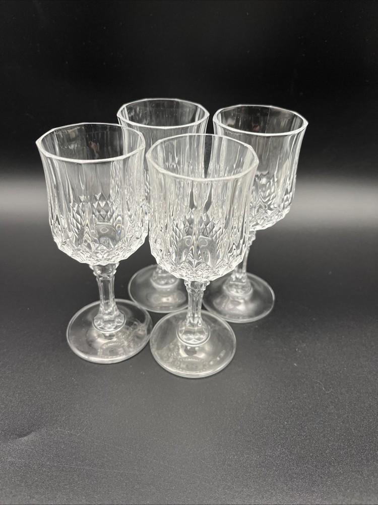 Cristal D’Arques-Durand Longchamp Goblets 6inch Blown Glass Set Of 4