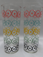 Set of 2 Vintage MCM Atomic Wavelength Design Barware Tumbler/Glasses – 6 1/2″