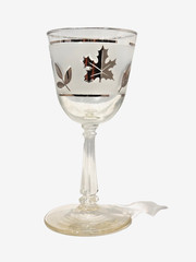 Libbey Glass Silver Foliage Leaf Wine Sherry MCM Cordial Small 5.75 Tall
