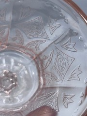 Vintage Pink Depression Glass Goblets Footed Tumblers Etched