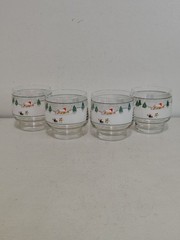 Vintage 4 Sango Silent Night Beverage/Juice Glass Barware Christmas Winter 8 oz