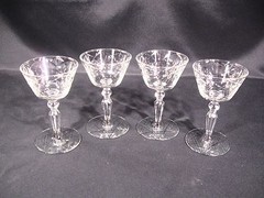 Rock Sharpe Liquor Cocktail Glasses 3006-8 Cut Floral Group of 4