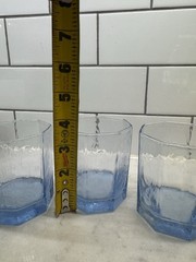 4 Vintage 1992 Royal Copenhagen Blue Glass Tumblers Rocks Octagon 10 Ounce