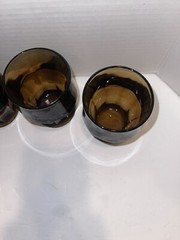 4 Vintage Viking Glass Arlington Brown 4 1/4” Glasses Tumblers Glasses HTF!