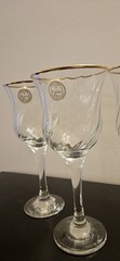 Crystal Clear Gold Rimmed Swirl Wine Goblets, Set of 3, 7.5”, Turkey