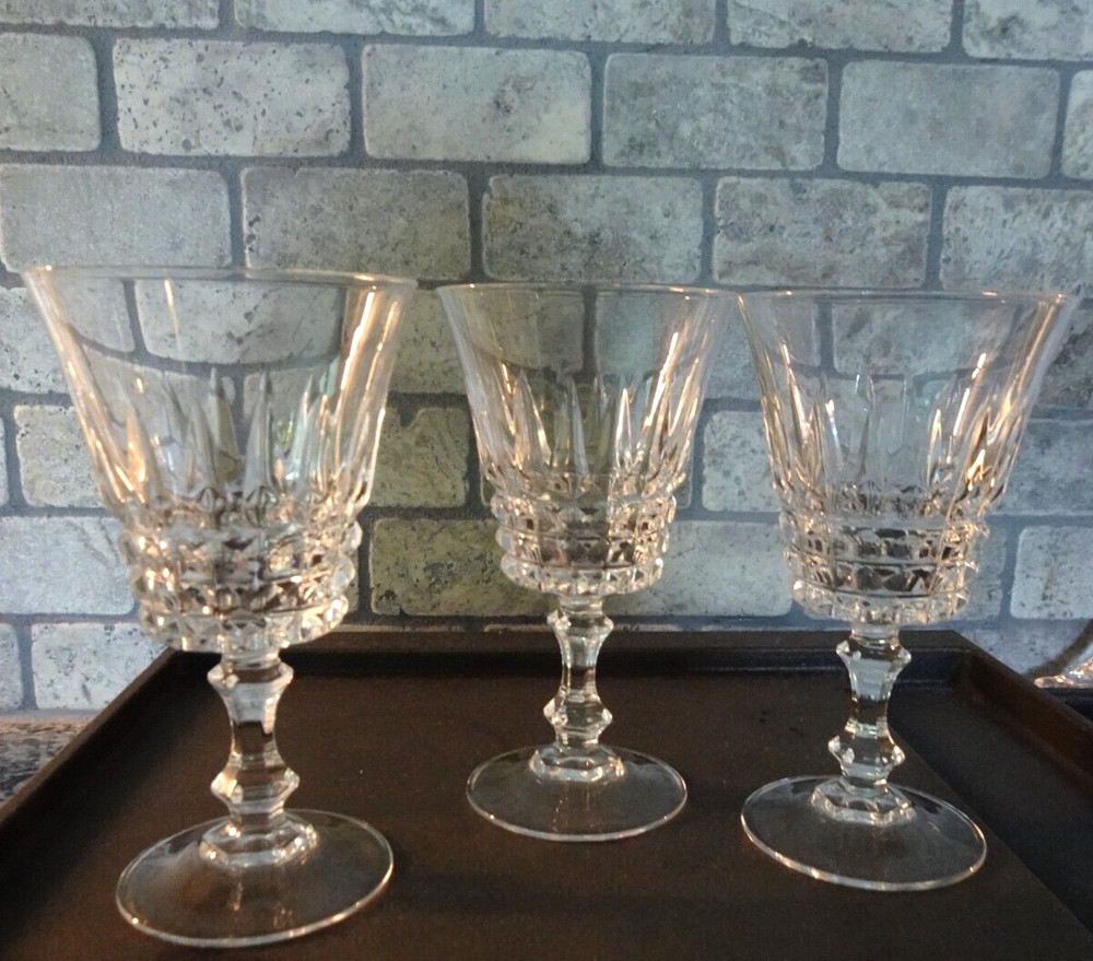 Set of 3 Cristal D’Arques-Durand Crystal Tuilleries Villandry Wine Glass Goblets