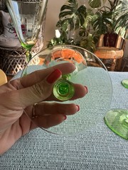 Vintage Green Vaseline UraniumWine Glasses, Set of 4 circa 1940’s-1950’s