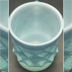 Fire King Blue White Ombre Kimberly Coffee Mug c1960s Made in USA 3.75″tall 8oz