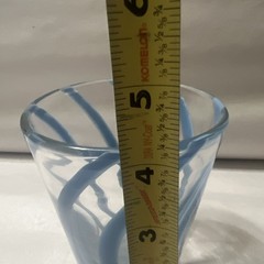 Vintage Blue Ribbon Swirl Bar Glass 4 Inch
