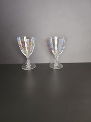 Fostoria Iridescent Shell Pearl Wine Goblets – Set of 2 Replacement Glasses
