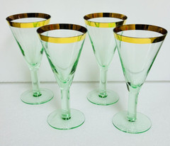 (4) STEPHEN SMYERS 7.25″ Gold Gilt Glasses Neapolitan Wine Cocktail Dessert