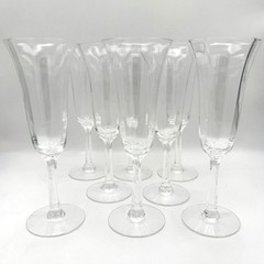 Vintage Lenox USA Crystal Champagne Flutes Set of 8 Optic Flared 8″ Etched Lenox